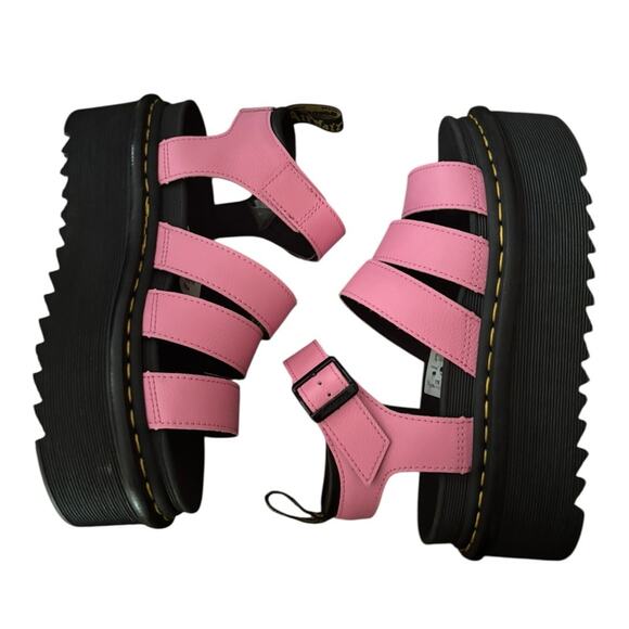 Dr. Martens Women's Pink Blaire Quad Athena Leather Platform Sandals Size 8 - Picture 6 of 13